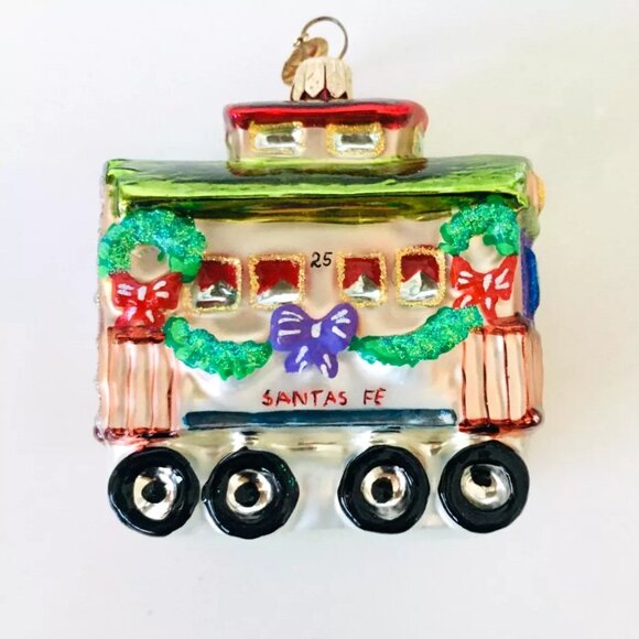 NEW Rare Christopher Radko NORTH POLE EXPRESS TRAIN CART Hand Made Glass Ornamet - Picture 7 of 8